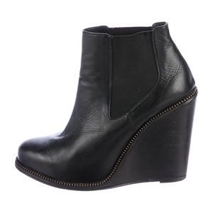 Opening Ceremony Zip-Trimmed Black Wedge Booties